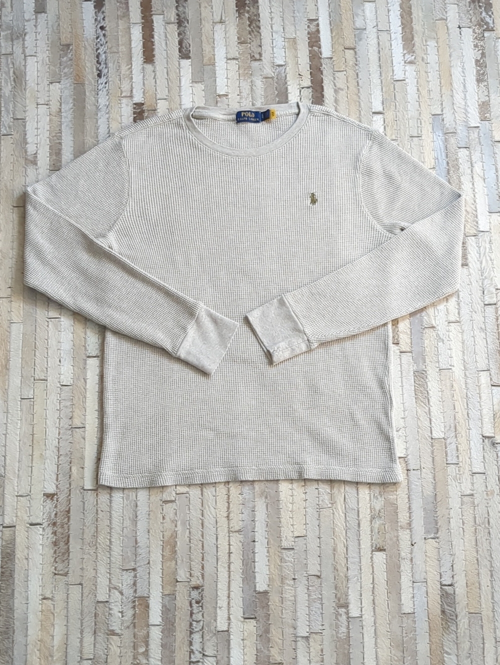 Polo Ralph Lauren Men's L Waffle-Knit Cotton Crewneck Thermal Long Sleeve Shirt